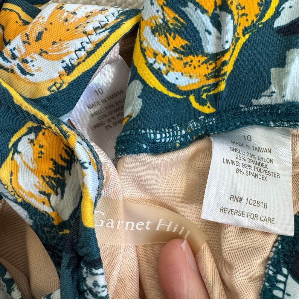 Garnet Hill 10 M Lemon Citrus Print Swim Suit 2 Piece Tankini Skirt Skort Green - Picture 12 of 12